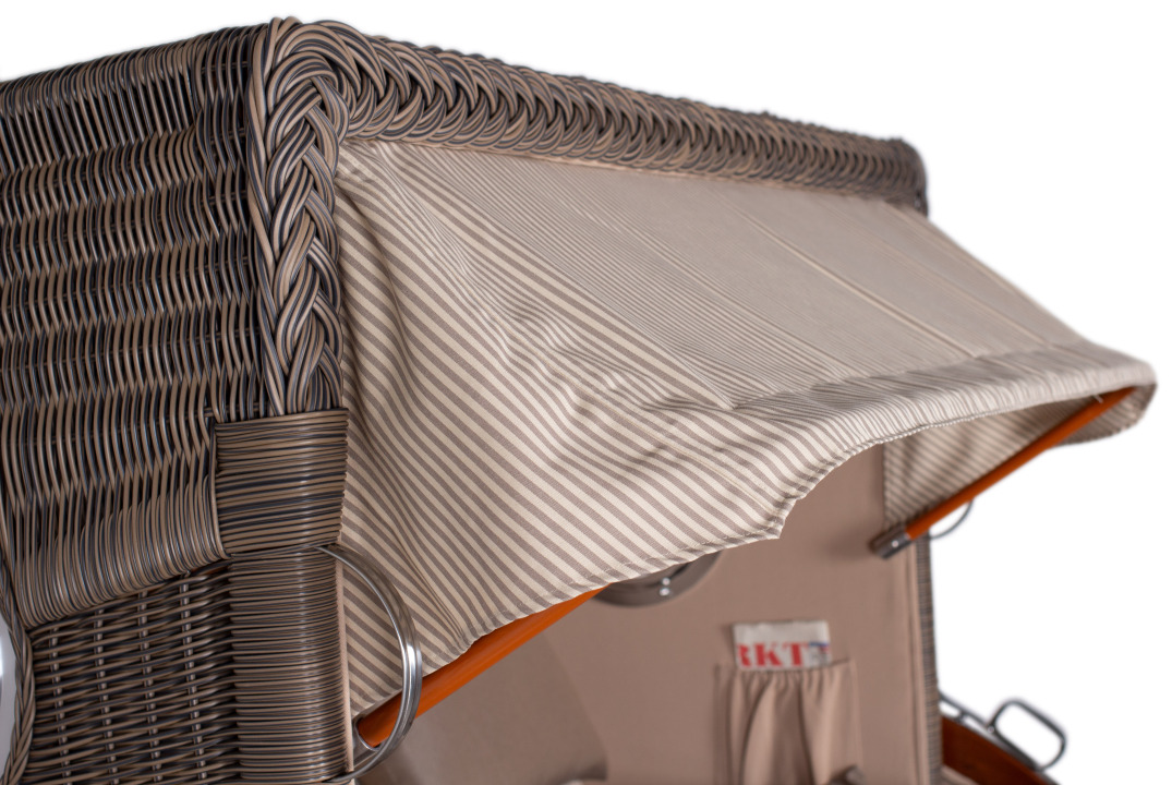 Strandkorb Rantum Bullauge Mahagoni PE Grey Dessin 510 Grau